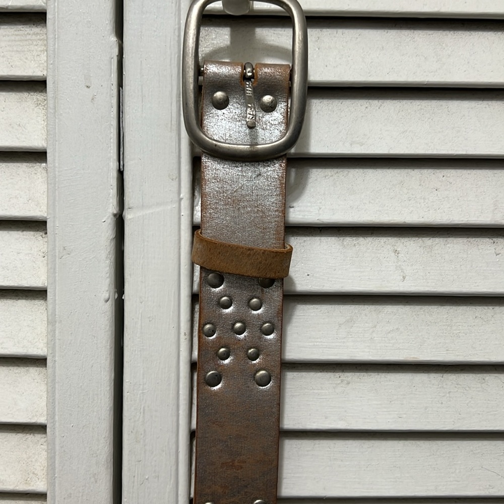 Vintage silver belt with brass buckle .37 inches long